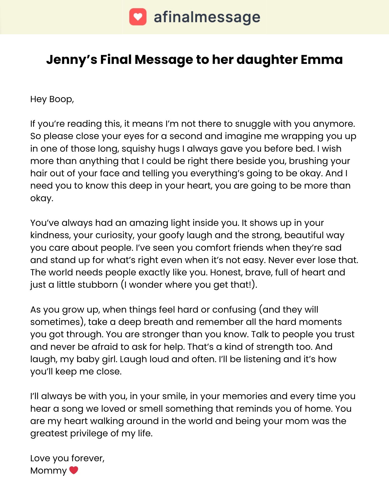 Sample Final Message