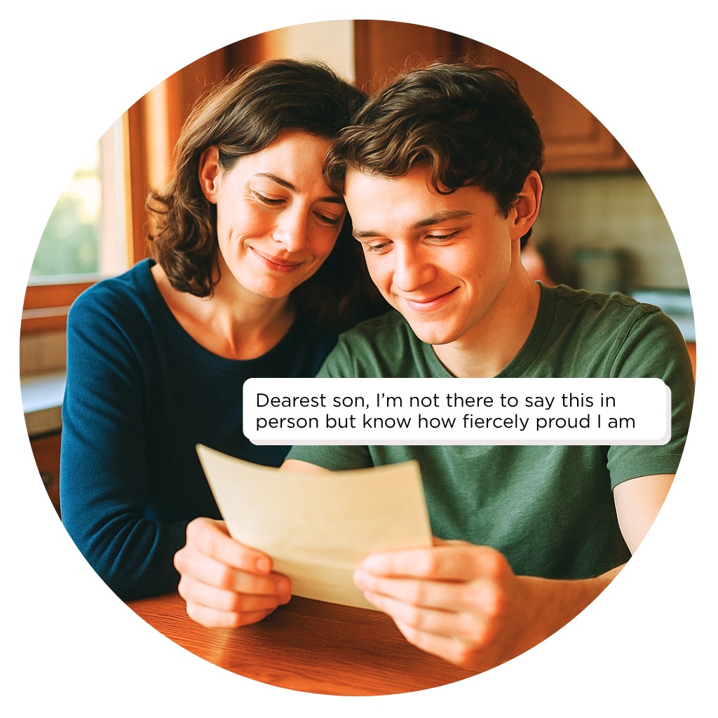 Mom and Son Reading Heartfelt Final Message from Dad
